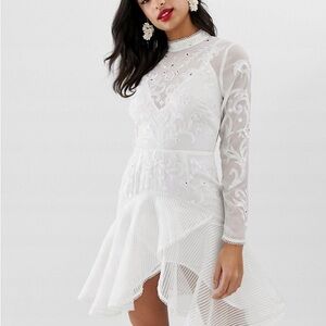 ASOS Curve Elegant White Long Sleeve Dress
